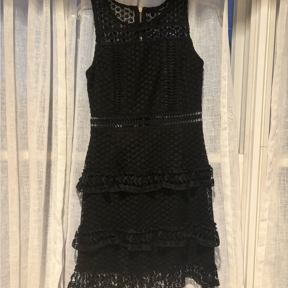 Aqua Black Lace Midi Dress